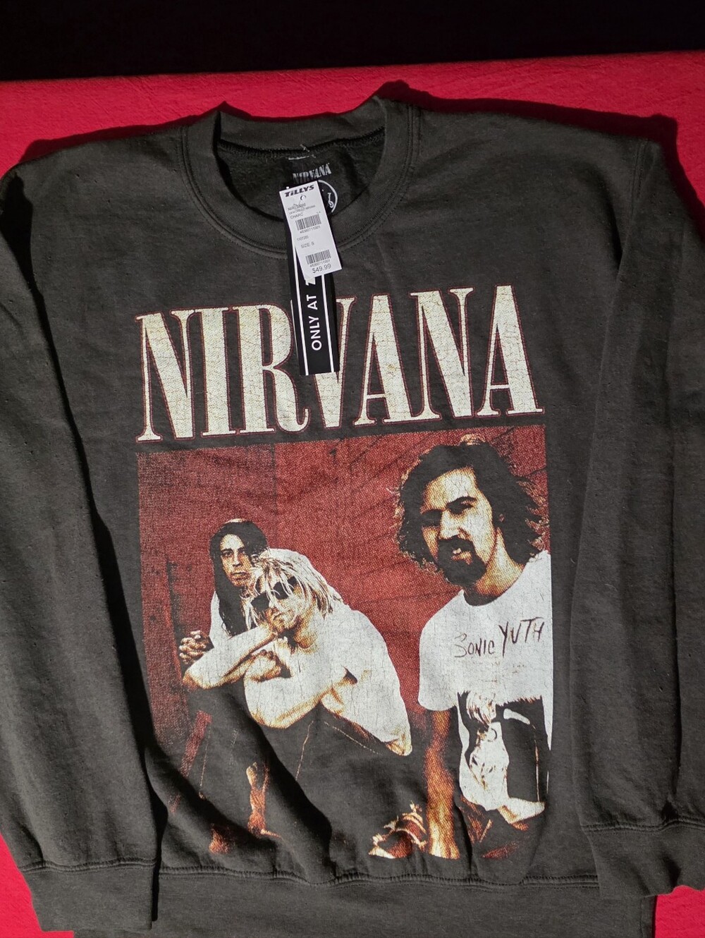 NIRVANA Black Graphic Sweatshirt with Red Photo Panel